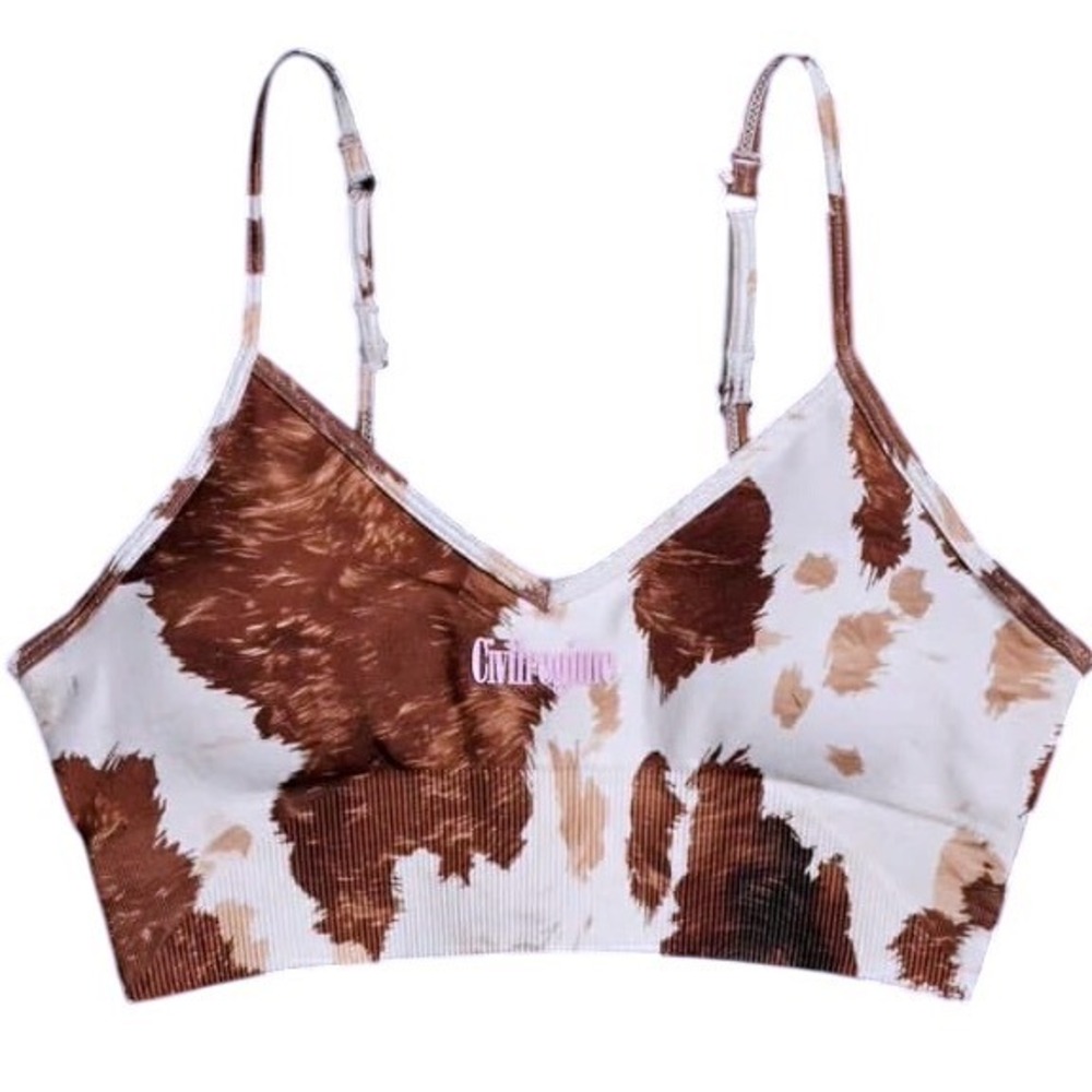 Civil Regime CONCRETE KELLY SEAMLESS BRA COW PRINT RUSTIC WESTERN STYLE SIZE M‎